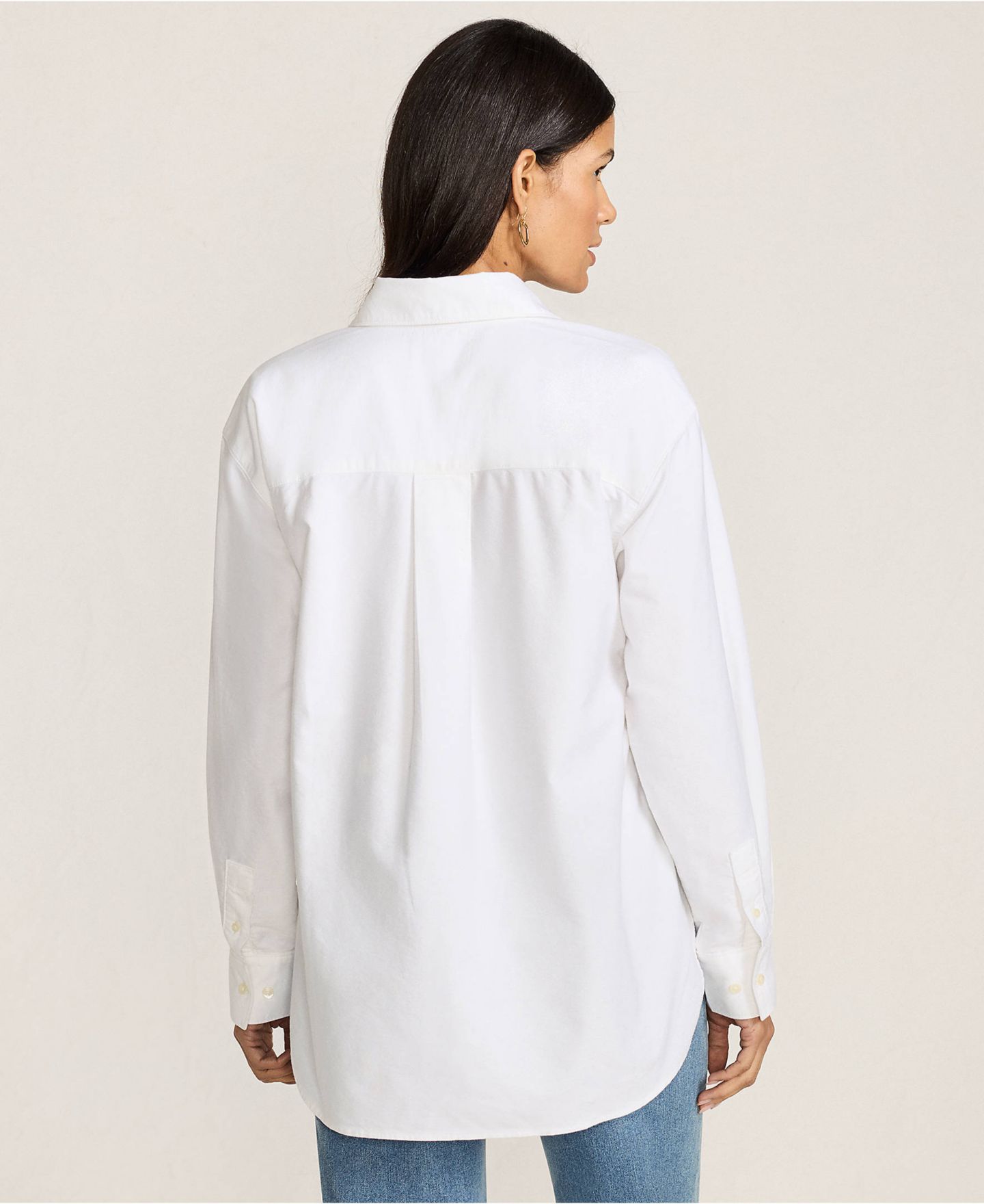 Женская рубашка Lands' End Oversized Oxford Button Front, цвет: Белый — фото 2