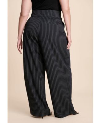 Women's Corset Pinstripe Wide Leg Trouser