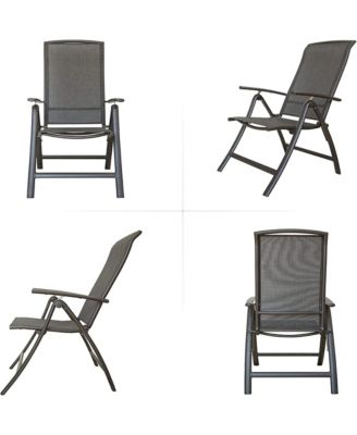 Folding Patio Chairs Set of 2, Aluminium Frame Reclining Sling Lawn ChairsTextilene Chairs