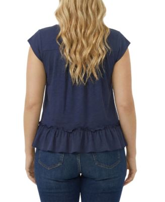 Plus Size Cap-Sleeve Peasant Top