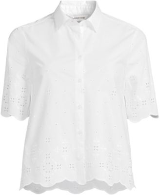 Women's Poplin Eyelet Button Front Shirt