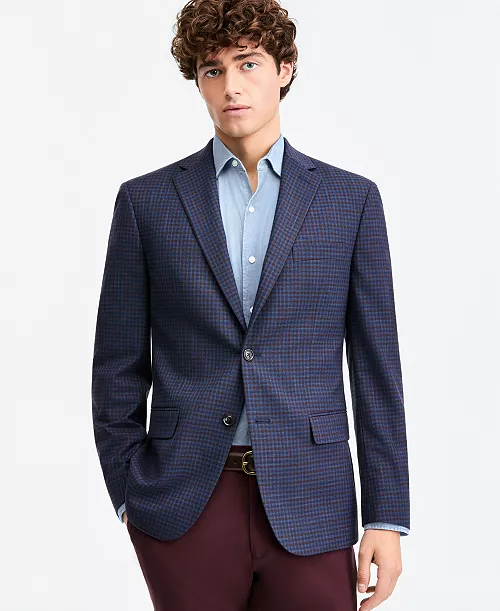 Tommy Hilfiger Men's Modern-Fit Blue Check Sport Coat