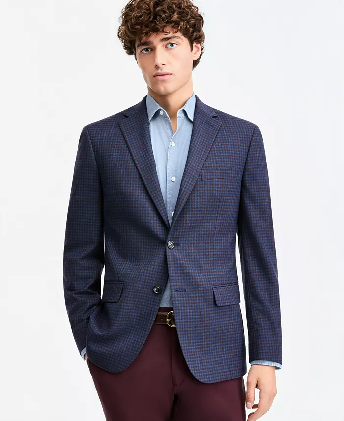 Men's Modern-Fit Blue Check Sport Coat