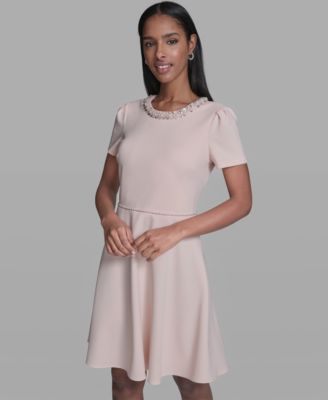 Women's Embellished Neck Short Dress