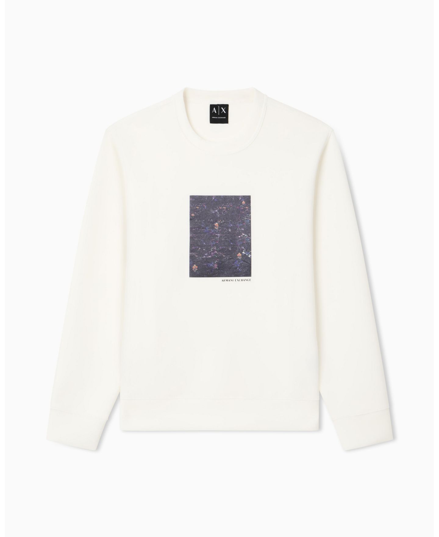 Мужской свитшот A|X Armani Exchange Box Floral Crewneck, цвет: Молочный белый — фото 5