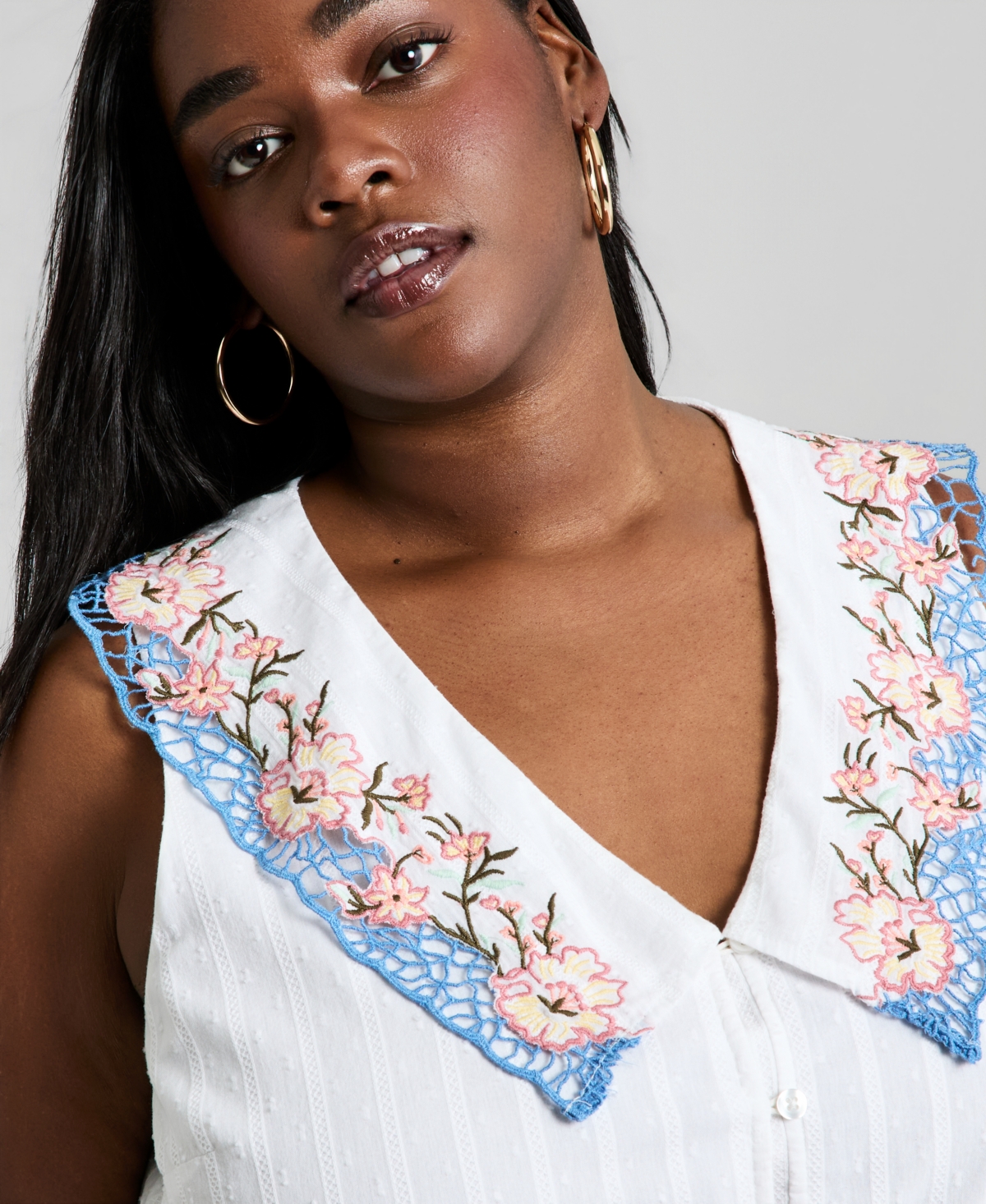 And Now This Trendy Plus Cotton Embroidered Dress, Macy's Exclusive