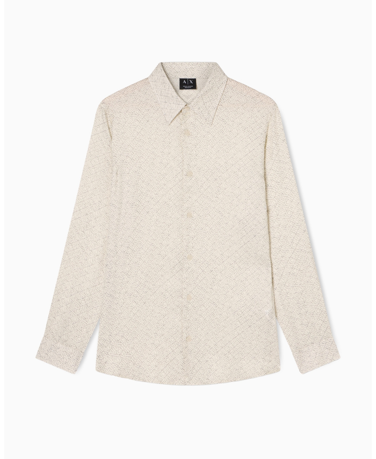 A|X Armani Exchange Men's Long Sleeve Allover logo Viscose Printed Shirt