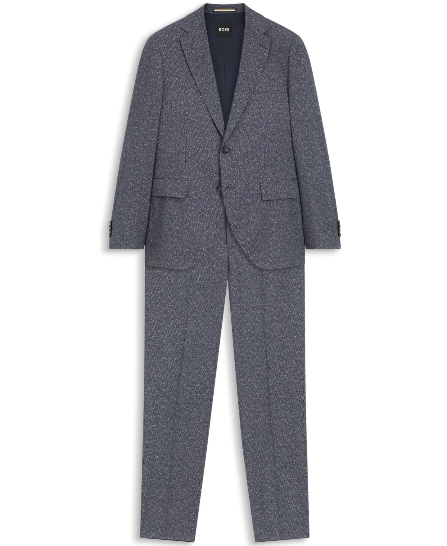 Мужские комплекты Hugo Boss Stretch Bouclé Two-Piece Regular-Fit Suit, цвет: Тёмный синий — фото 4