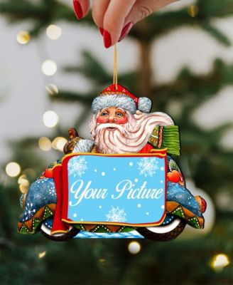 Merry Christmas Santa Picture Frame Ornament, Set of 2