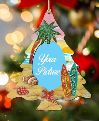 Coastal Christmas Tree Picture Ornament Set of 2