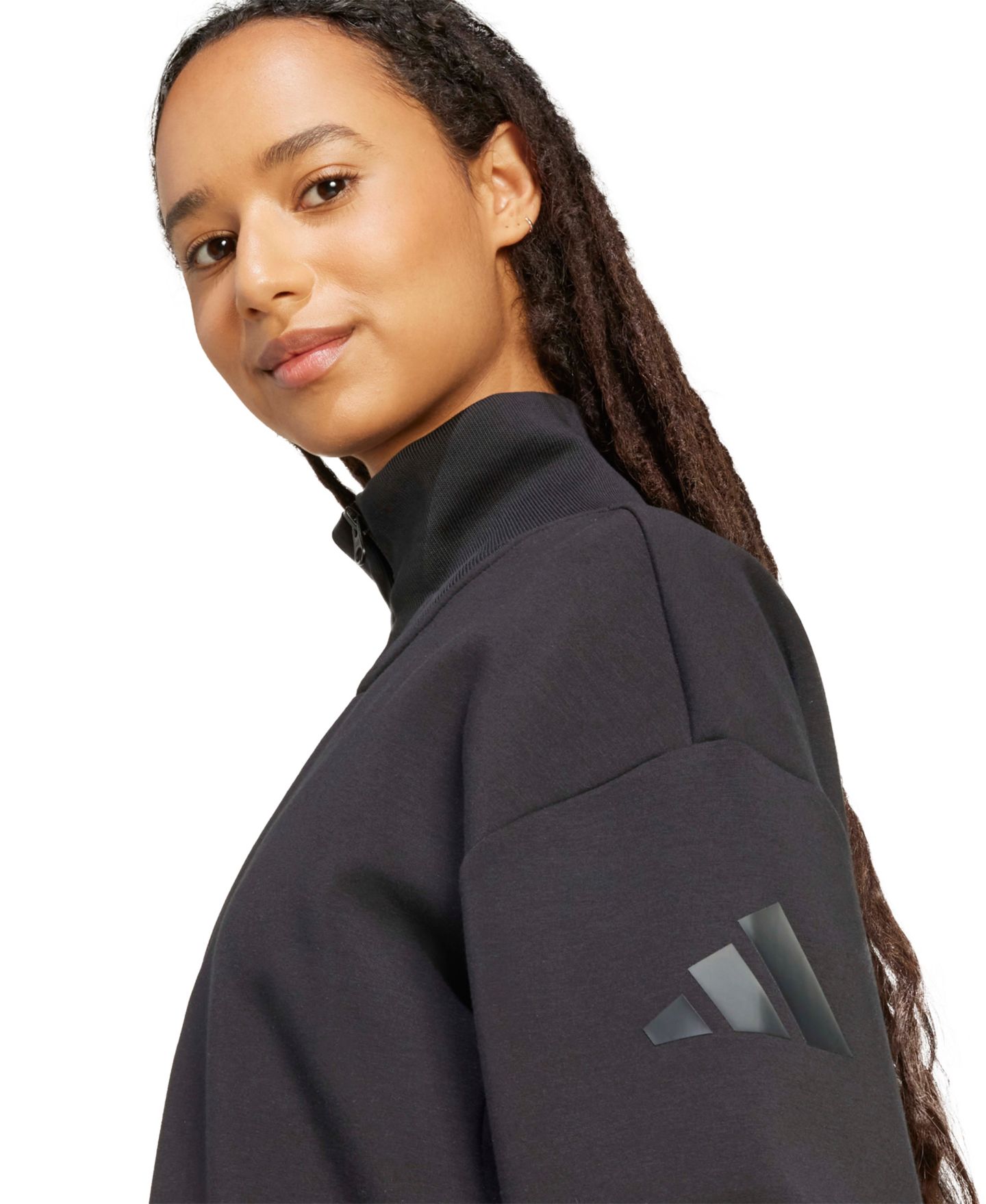 Женский свитшот adidas All Szn Soft Lux Quarter-Zip, цвет: Чёрный — фото 4