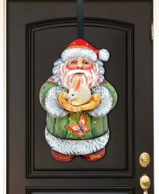 Bunny Santa Christmas Door Hanger
