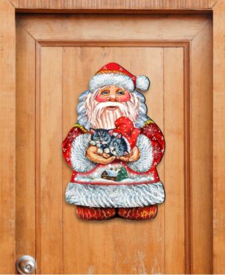 Kitten Holiday Santa Christmas Door Hanger