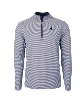 Men's Navy/White Atlanta Braves Virtue Eco Pique Micro Stripe Quarter-Zip