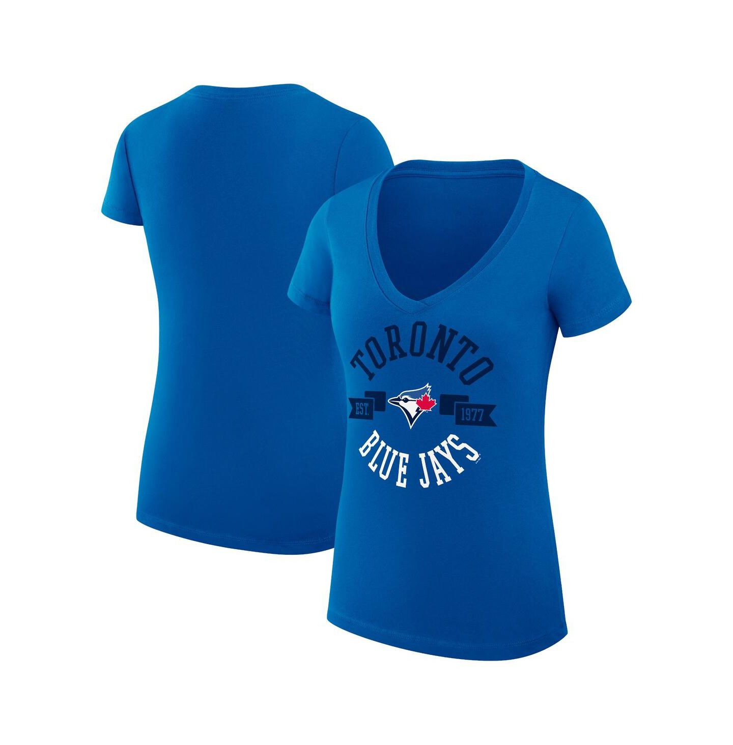 Женская футболка G-III 4Her by Carl Banks Royal Toronto Blue Jays Super-Slim Fit Lightweight City Graphic V-Neck — фото 1