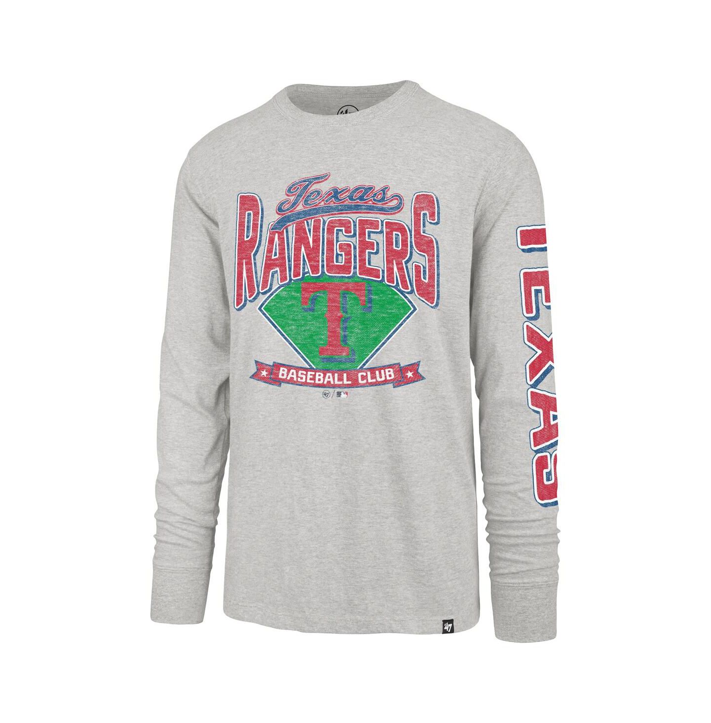 Мужская футболка '47 Brand Gray Texas Rangers Big & Tall Distressed Franklin Long Sleeve — фото 2