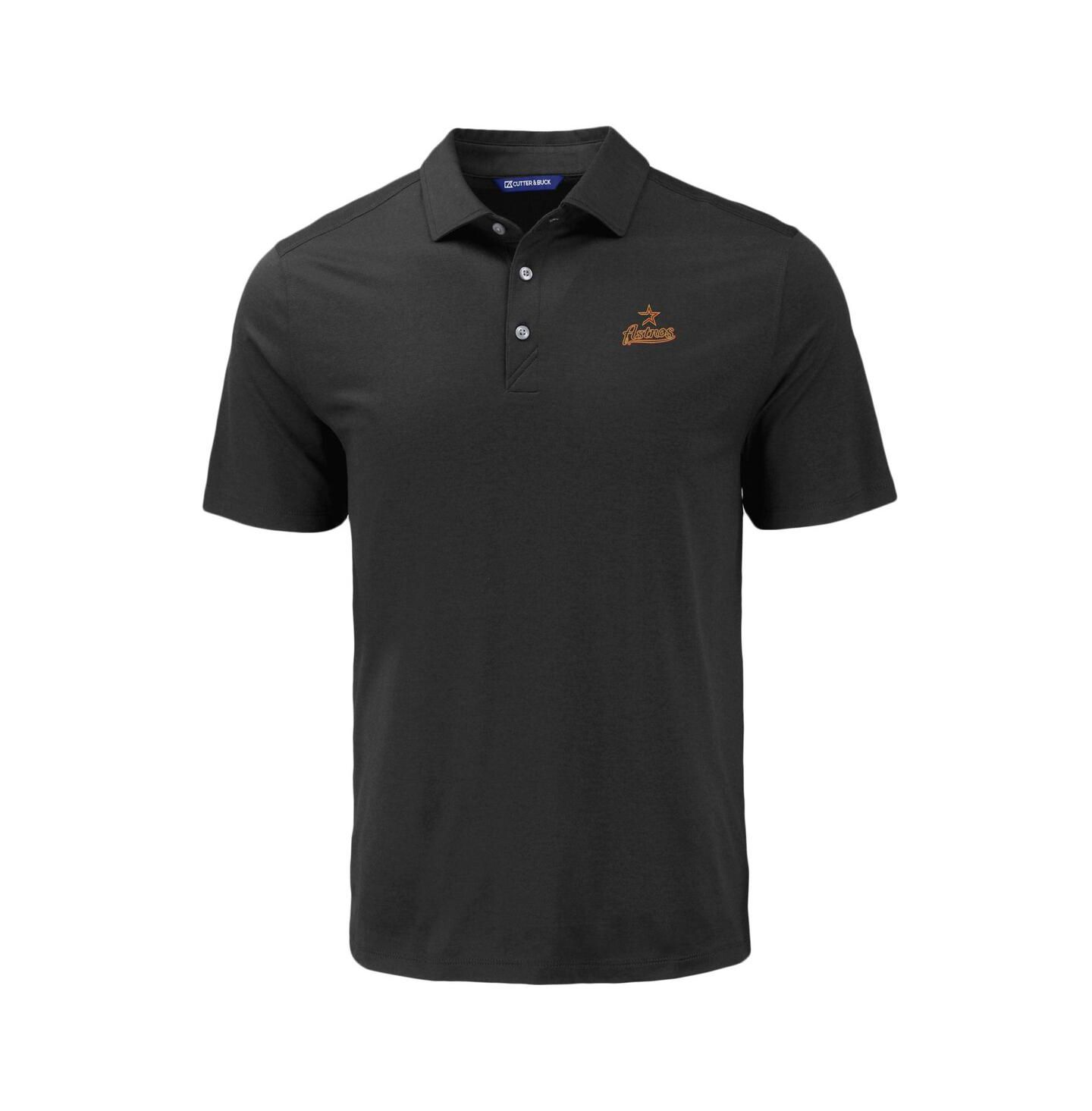 Мужское поло Cutter & Buck Black Houston Astros Coastline Epic Comfort Eco Polo Shirt — фото 2