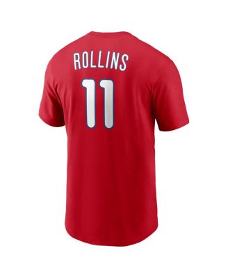 Men's Jimmy Rollins Red Philadelphia Phillies Cooperstown Collection Name & Number T-Shirt