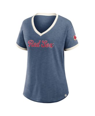 Women's Navy Boston Red Sox Cooperstown Collection Vintage Play Slub V-Neck T-Shirt