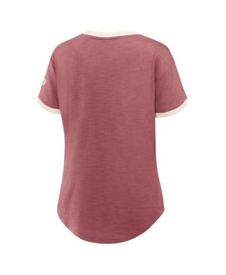 Women's Burgundy Philadelphia Phillies Cooperstown Collection Vintage Play V-Neck T-Shirt