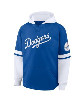 Men's Royal/White Los Angeles Dodgers Oversized Fire Speed Layered Hoodie