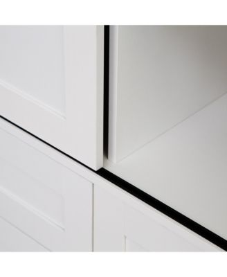 Tall Bedroom Armoire Wardrobe Closet Clothing Storage Cabinet with Hanging Rod Barn Door Drawers and Open Shelves