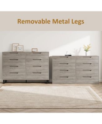 55-Inch Farmhouse TV Stand with 8 Drawers, Wooden Entertainment Center for Living Room & Bedroom