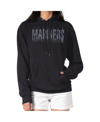 Women's Black Seattle Mariners Metallic Drop Fleece Hoodie