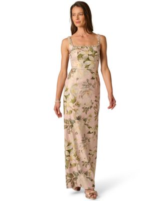 adrianna papell mock neck beaded column dress Adrianna Papell Plus Size Mock Neck Beaded Column Dress T-Back Biscotti