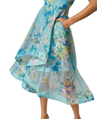 Women's Floral Organza Off-The-Shoulder High-Low Dress