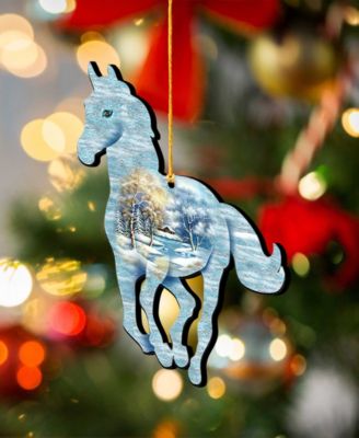 Christmas Horse and Deer Wooden Ornaments  Wall Decor, Set of 3