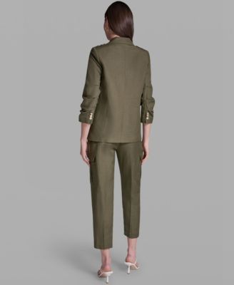 Women's Scrunch Sleeve Peak Lapel Collar Jacket