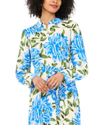 Women's Floral-Print Collared Maxi Dress