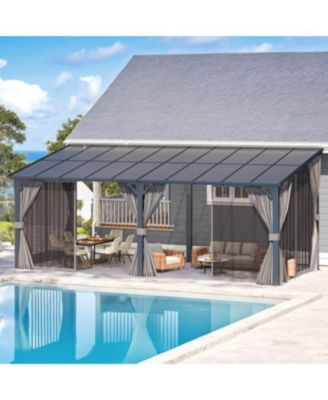 20'x8' Wall Gazebo with Curtains and Mosquito Netting