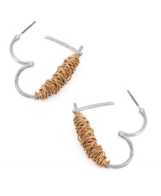 Two-Tone Heart Medium Hoop Earrings
