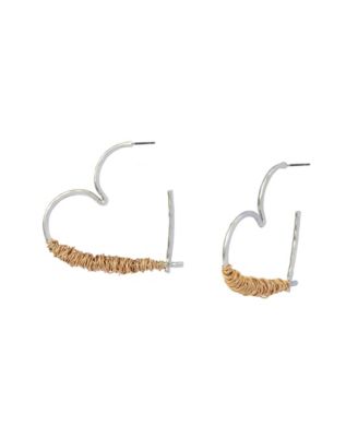 Two-Tone Heart Large Hoop Earrings