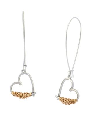 Two-Tone Heart Dangle Earrings