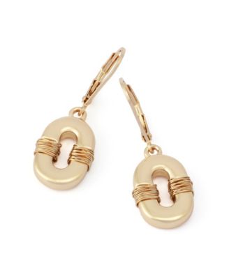 Gold Oval Link Drop Earrings