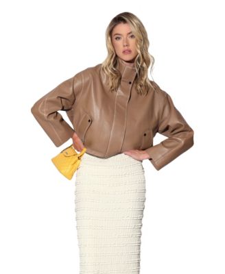 Women's Roman Funnel-Neck Lamb Leather Jacket