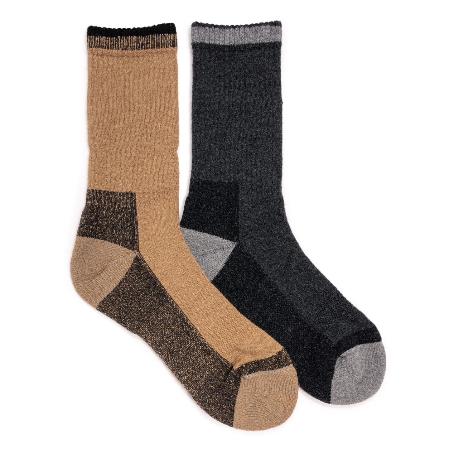 Носки Ruff N Pair для мужчин, средней высоты — MUK LUKS, цвет: Чёрный меланжевый / Коричневый — фото 1