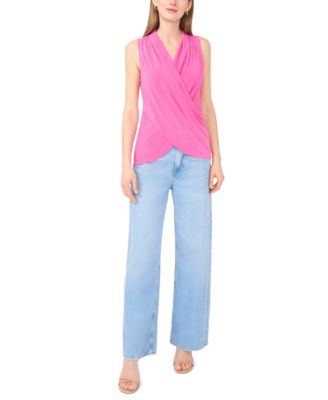 Women's Crossover Wrap-Front Sleeveless Top