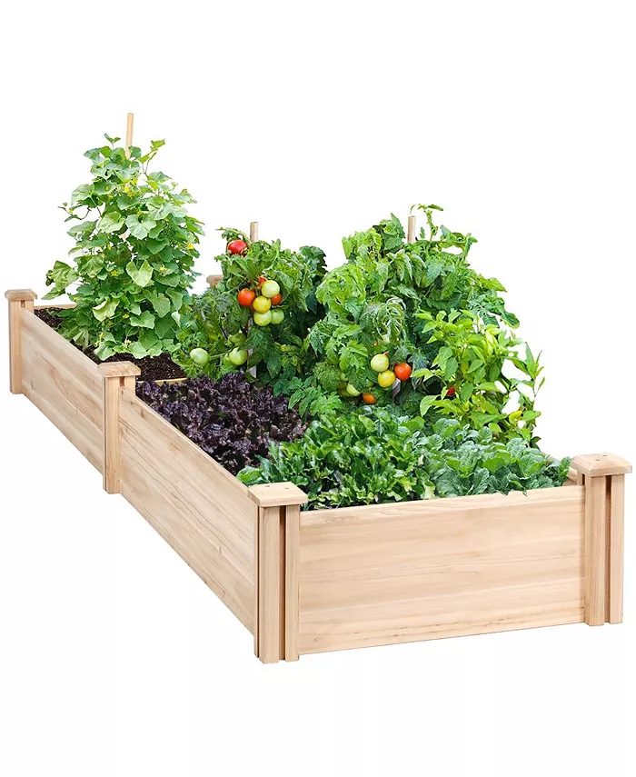Yaheetech Wooden Outdoor Raised Garden Bed Elevated Wood Planter Garden Box Kit for Flowers/ Vegetables/ Herbs in Backyard/ Patio Planting Box Kit Natural Wood 92.3 x 47.4 x 10 in