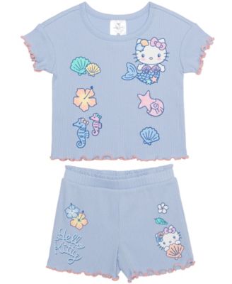 Girls' 2T-6X Hello Kitty Short-Sleeve T-Shirt and Shorts, 2-Piece Set