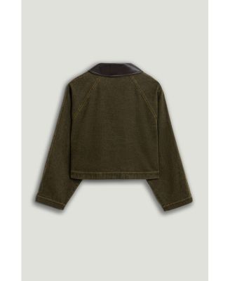 Women's Contrast Collar Utility Cropped Jacket