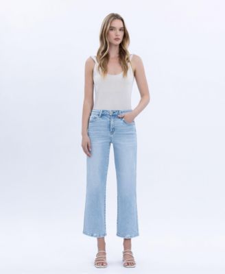 Women's High Rise Crop Slim Wide Leg Jeans