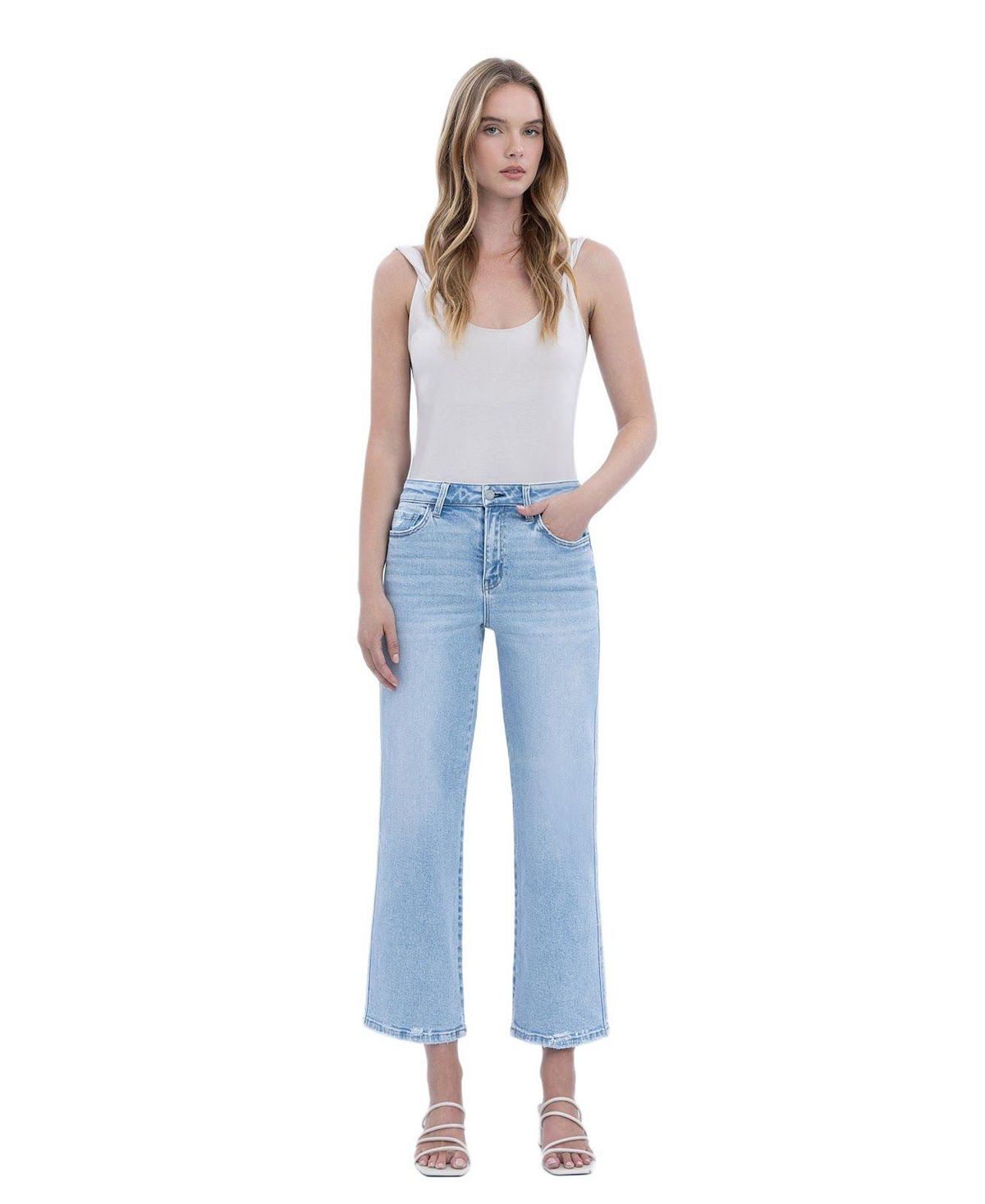 Vervet Women's High Rise Crop Slim Wide Leg Jeans view 2 — MAYCSS fashion products