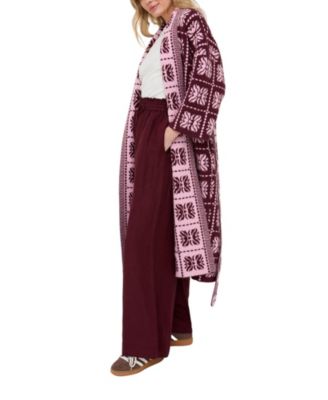 Women's Ally Abstract Print Long Line Cardigan