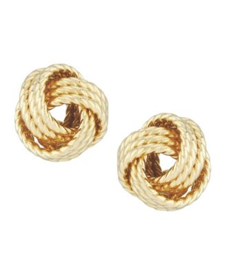 Rope Love Knot Stud Earrings in 14k Yellow or Rose Gold