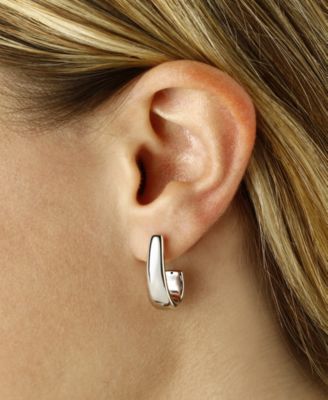 J-Hoop Earrings Set in 14k White Gold