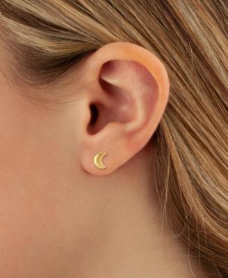 Cresent Moon Stud Earrings Set in 14k Gold (8mm)